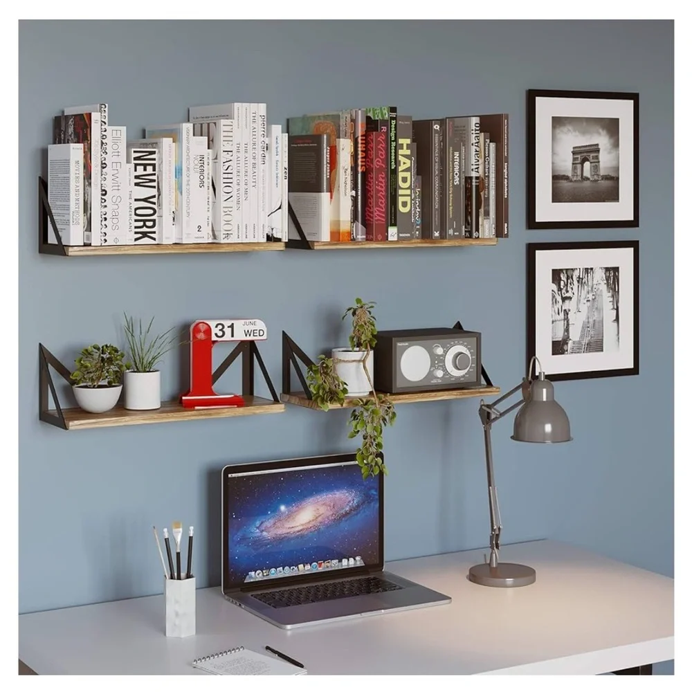 Wallniture Minori Wooden Floating Shelves Set of 4